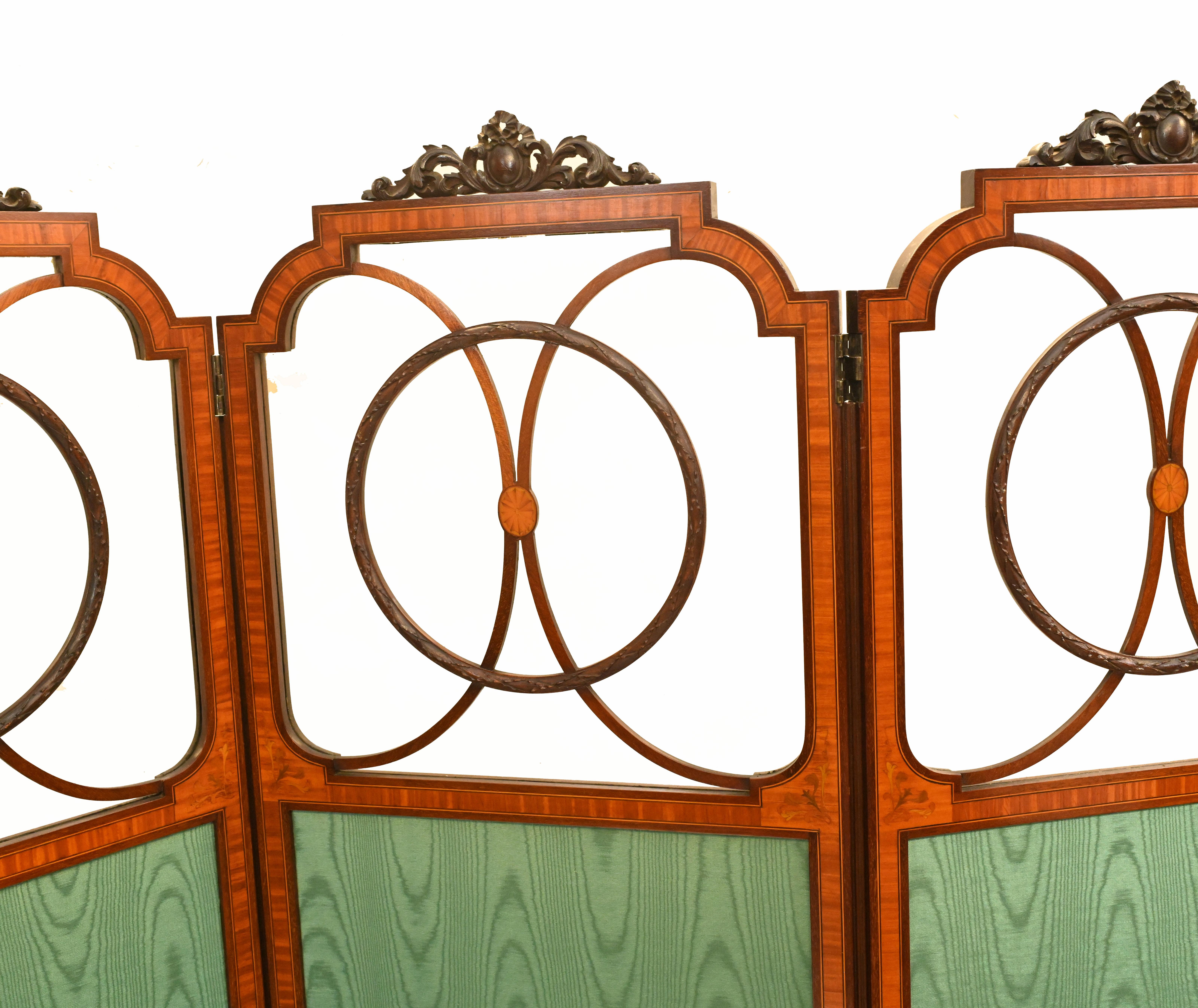 Early 20th Century Edwardian Screen Four Panel Room Divider Satinwood 1910