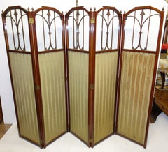 Edwardian Screen Room Divider Satinwood Fabric 1910
