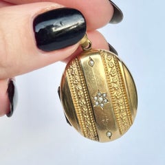 Edwardian Seed Pearl and 15 Carat Gold Locket