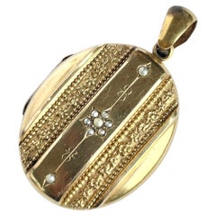 Vintage Edwardian Seed Pearl and 15 Carat Gold Locket