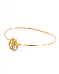 Edwardian Seed Pearl and 9 Carat Gold Bangle