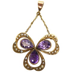 Edwardian Seed Pearl and Amethyst Pendant