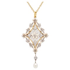 Edwardian seed pearl and Diamond pendant