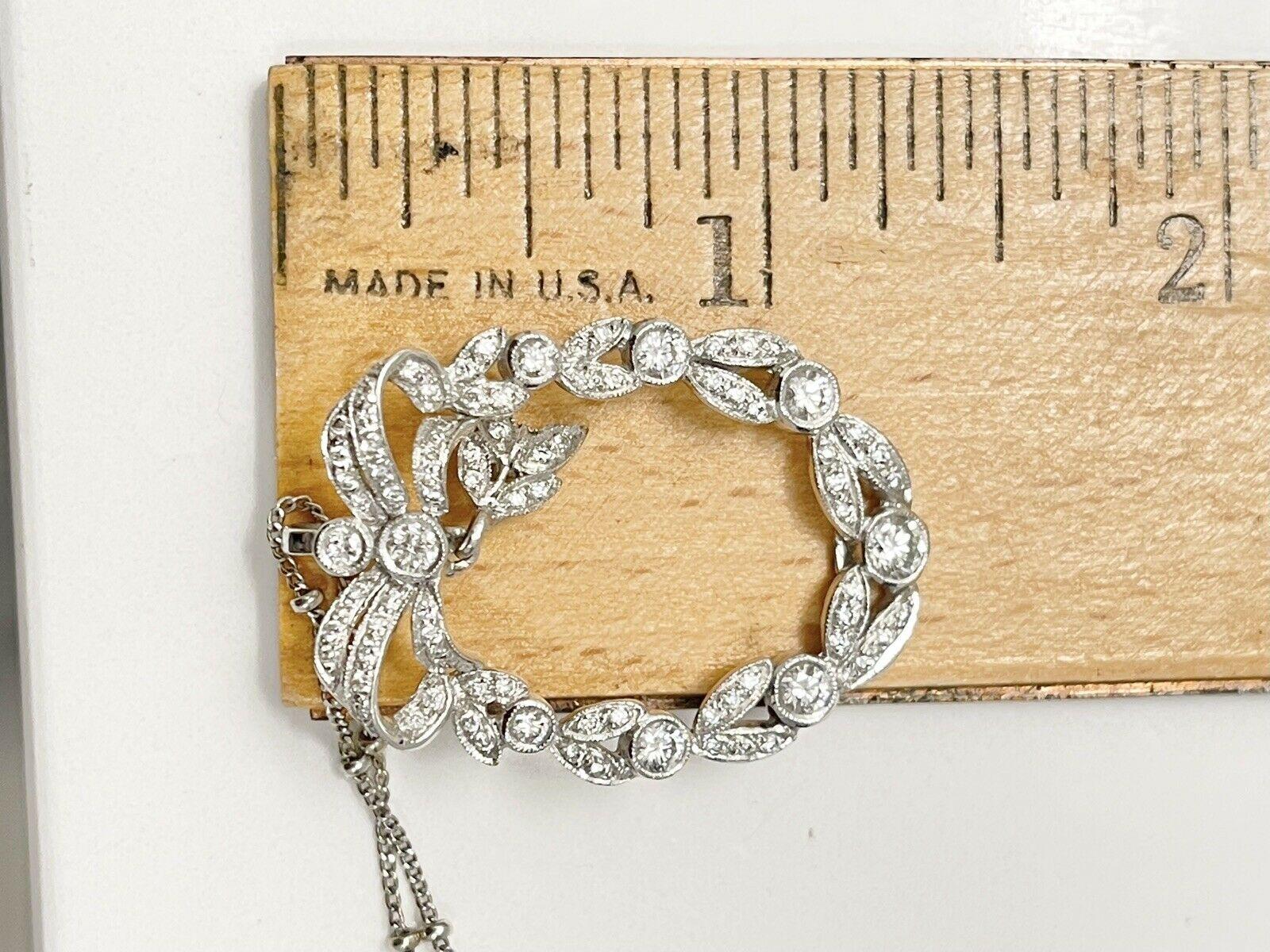 Women's or Men's Edwardian Set in 14k White Gold Diamond Pendant