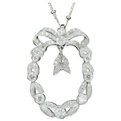 Edwardian Set in 14k White Gold Diamond Pendant