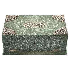 Used Edwardian Shagreen & Silver Games Box