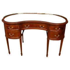 Antique Edwardian Shapland & Petter Mahogany Kidney Shaped Writing Table/Desk