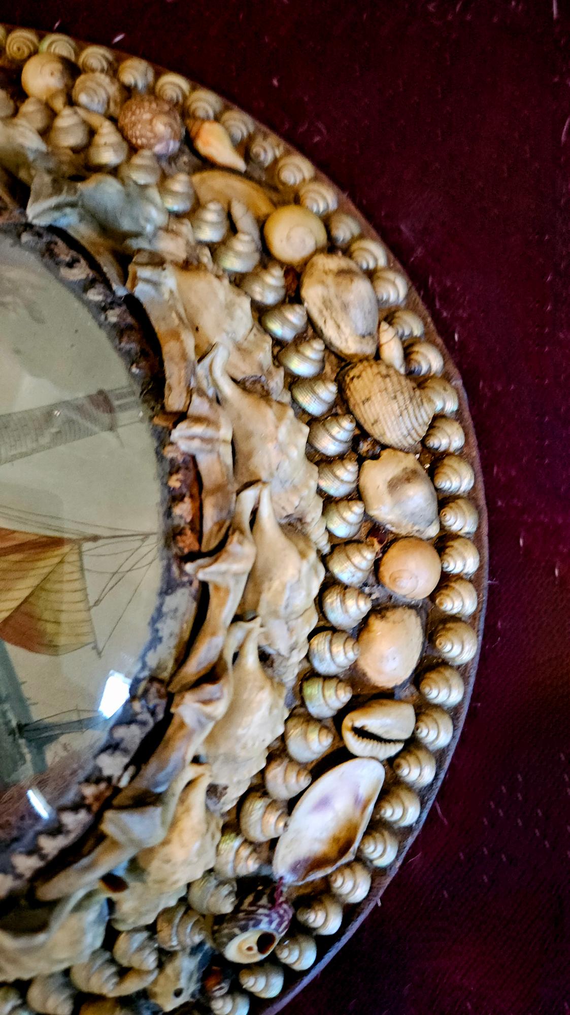 Edwardian Shellwork Valentine Diorama of a Sloop under Sail For Sale 1