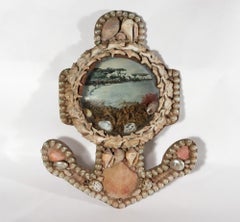 Edwardian Shellwork Valentine Diorama of Dover with its Pier and Iconic Cliffs