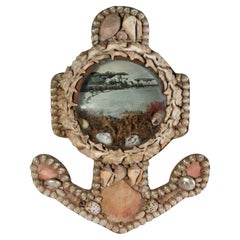 Edwardian Shellwork Valentine Diorama of Dover with its Pier and Iconic Cliffs