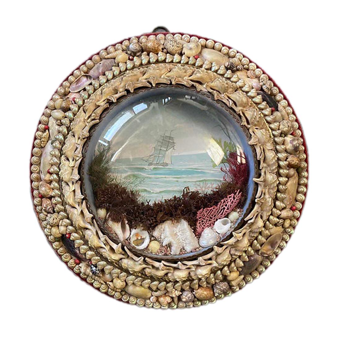 Edwardian Shellwork Valentine Diorama of HMS Devastation For Sale 5