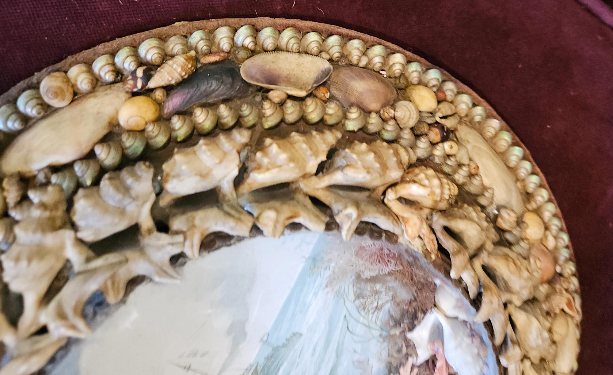 Edwardian Shellwork Valentine Diorama of HMS Devastation For Sale 1