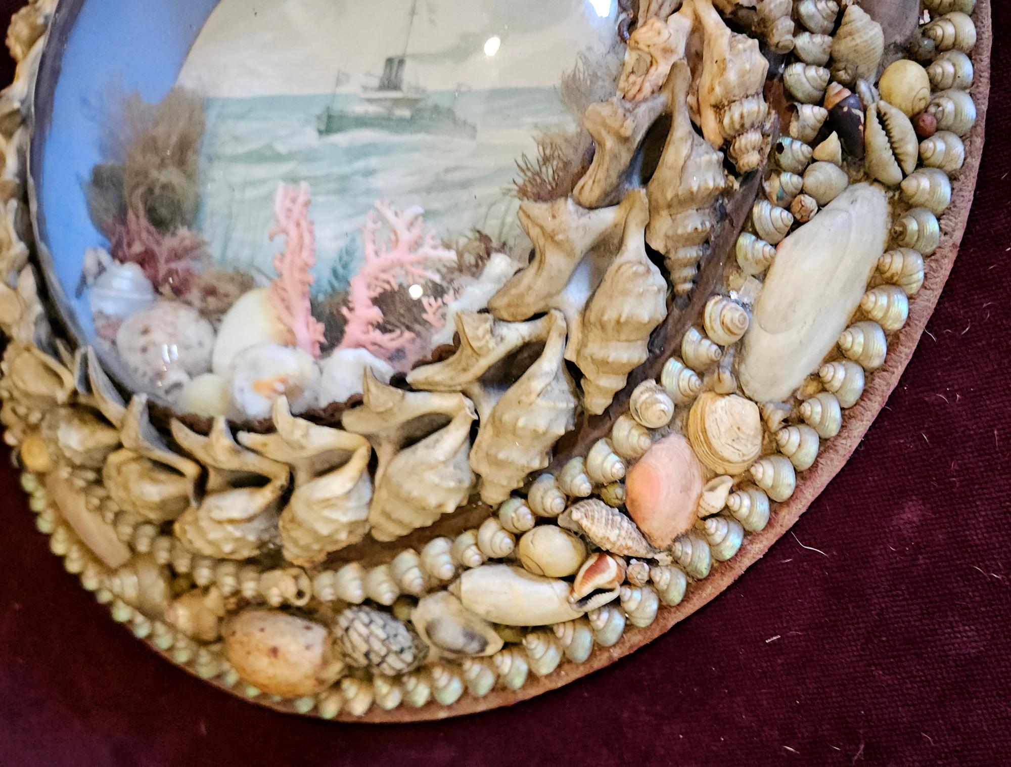 Edwardian Shellwork Valentine Diorama of HMS Devastation For Sale 2
