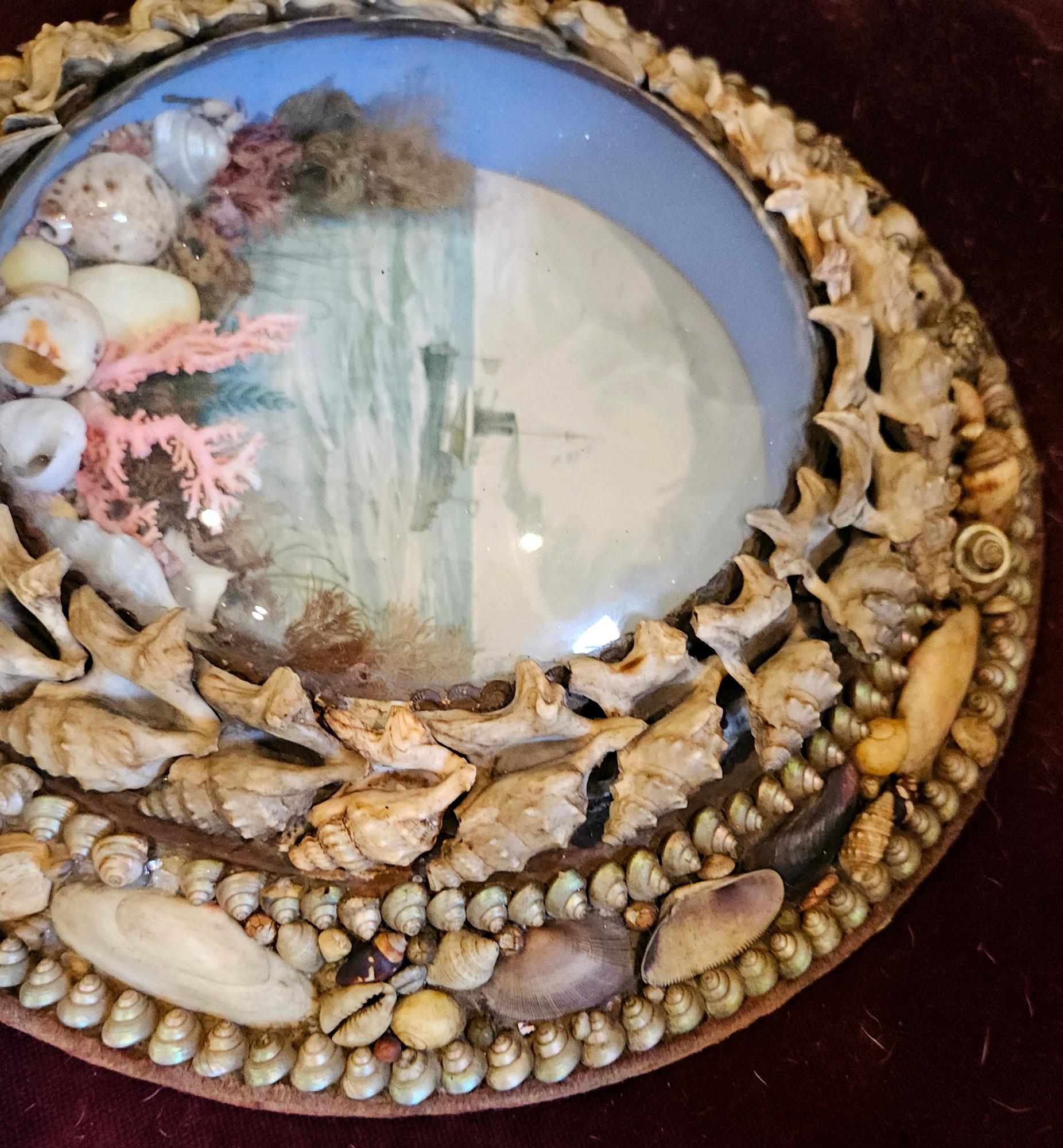 Edwardian Shellwork Valentine Diorama of HMS Devastation For Sale 3