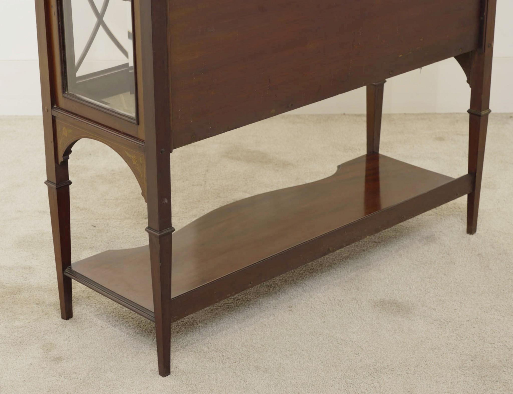 Edwardian Sheraton Display Cabinet Mahogany Inlay 1900 For Sale 1