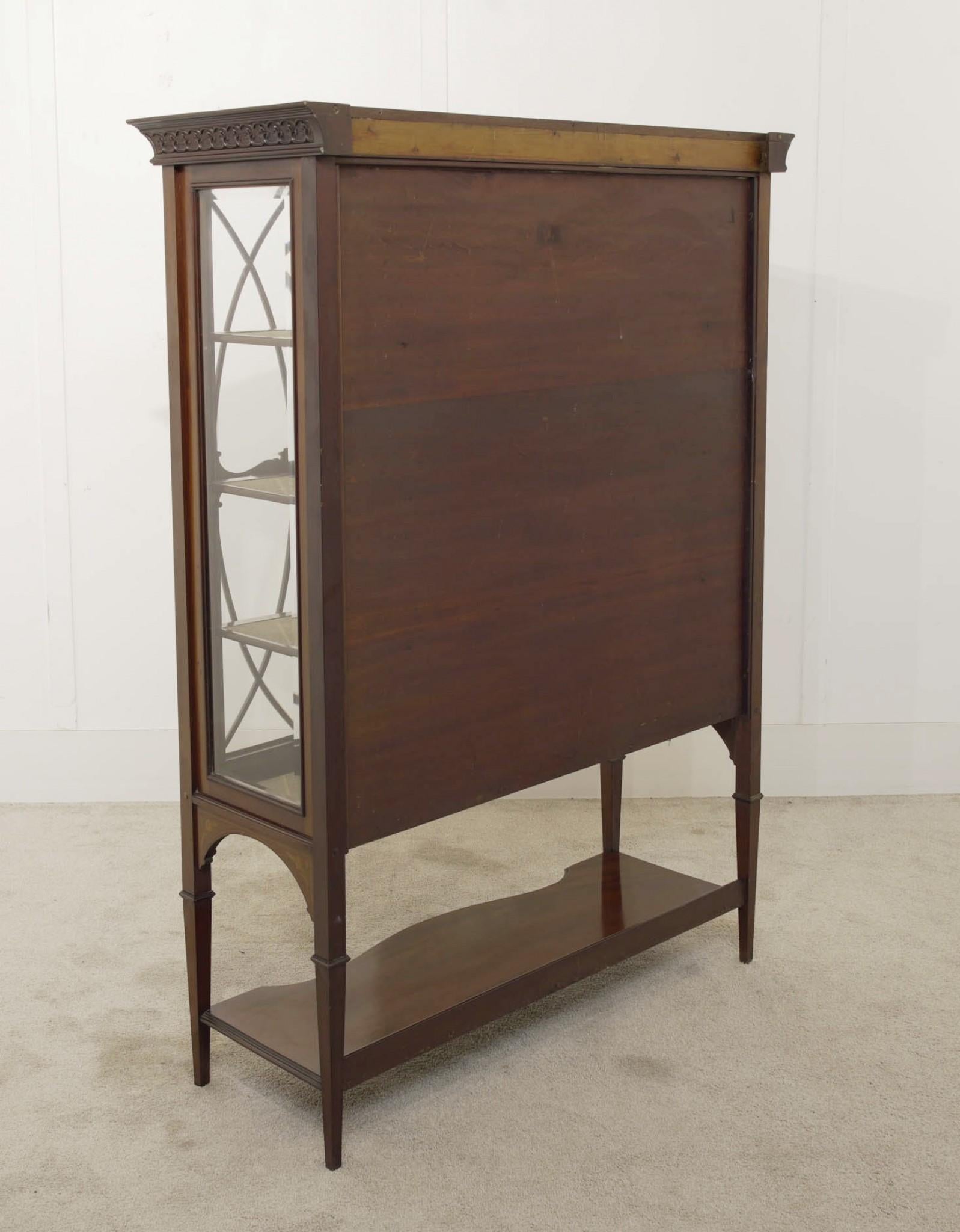 Edwardian Sheraton Display Cabinet Mahogany Inlay 1900 For Sale 4