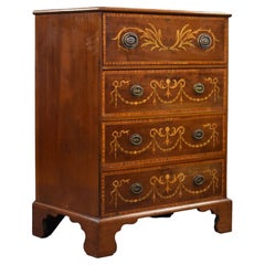 Antique Edwardian Sheraton Revival Inlaid Mahogany Secretaire Chest of Drawers