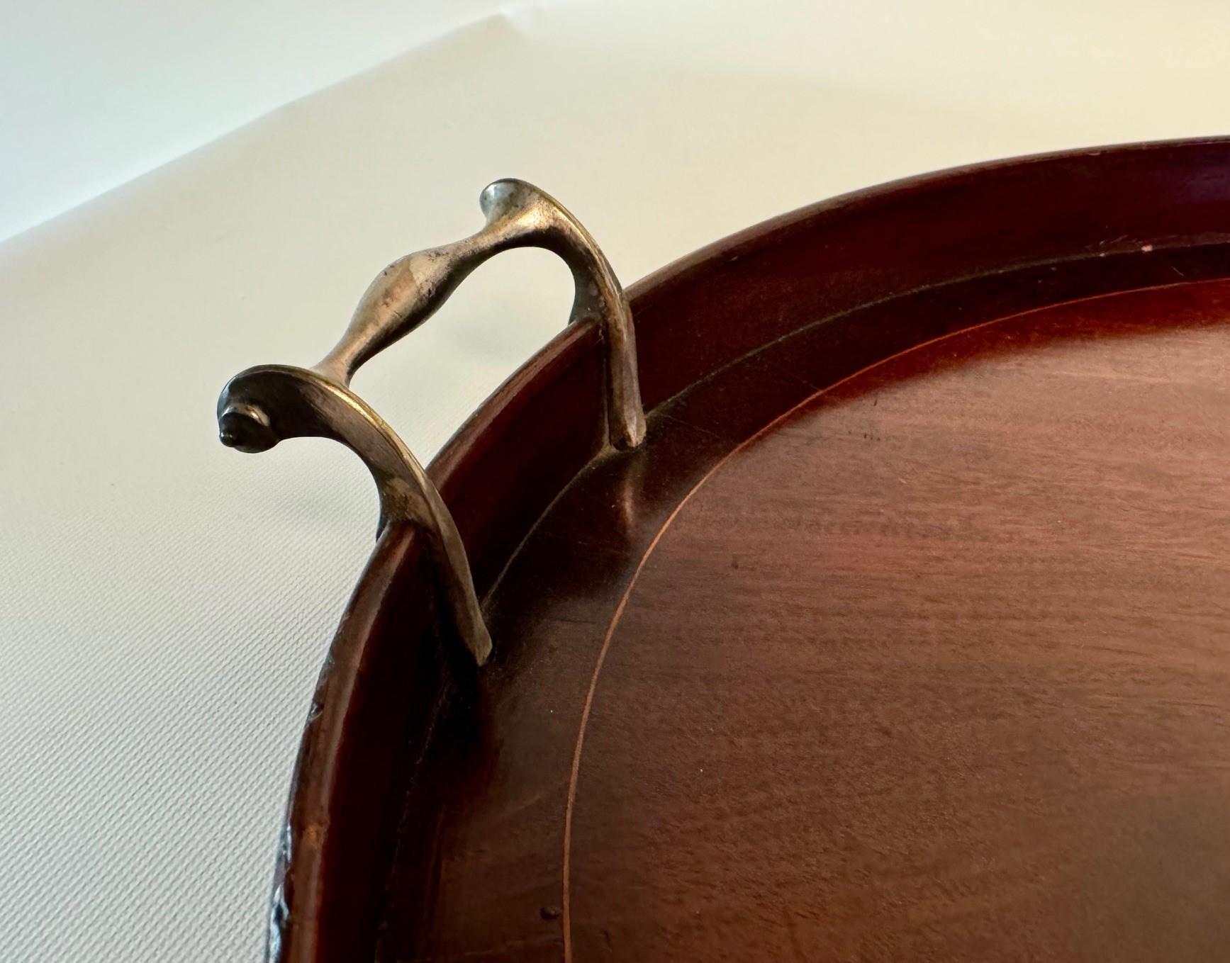 Intarsio Sheraton Revival edoardiano Grande ovale intarsiato  Vassoio in vendita