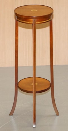 Edwardian Sheraton Revival Hardwood and Strung Inlaid Plant Jardinière Stand