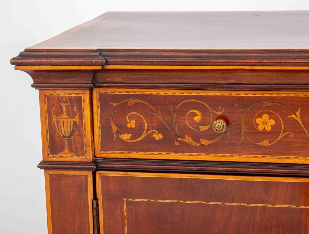 Unknown Edwardian Sheraton Revival Marquetry Cabinet For Sale