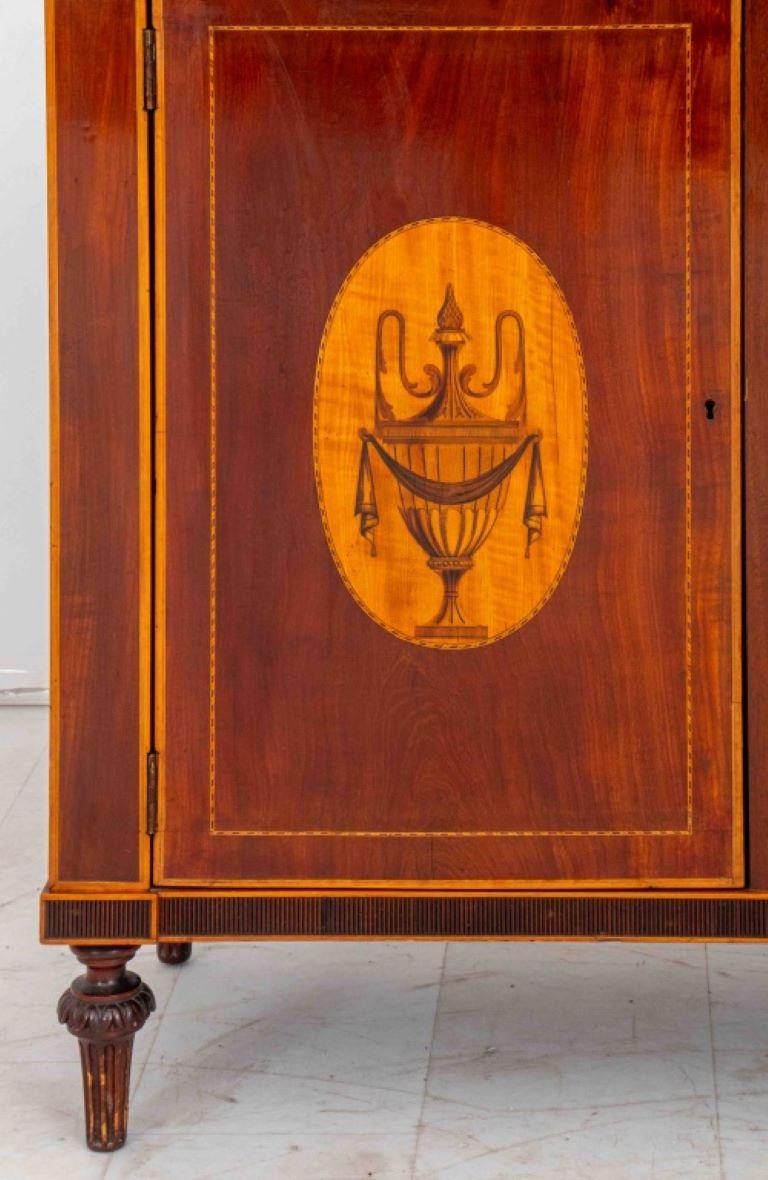 20th Century Edwardian Sheraton Revival Marquetry Cabinet For Sale