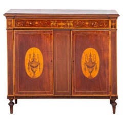Edwardian Sheraton Revival Marquetry Cabinet