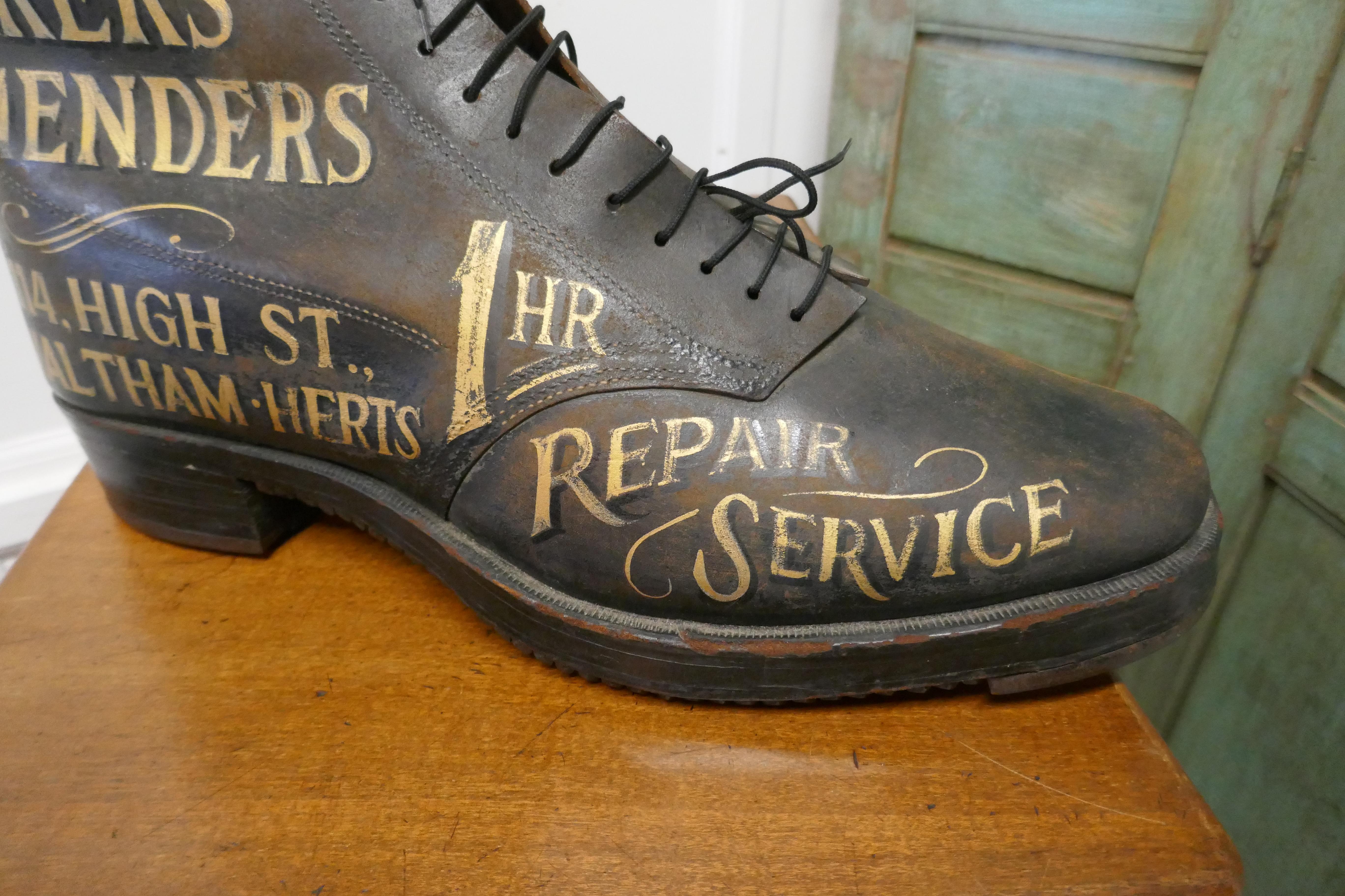 Bohemian Edwardian Shoe Shop or Cobblers Trade Sign, Leather Boot Display Model For Sale