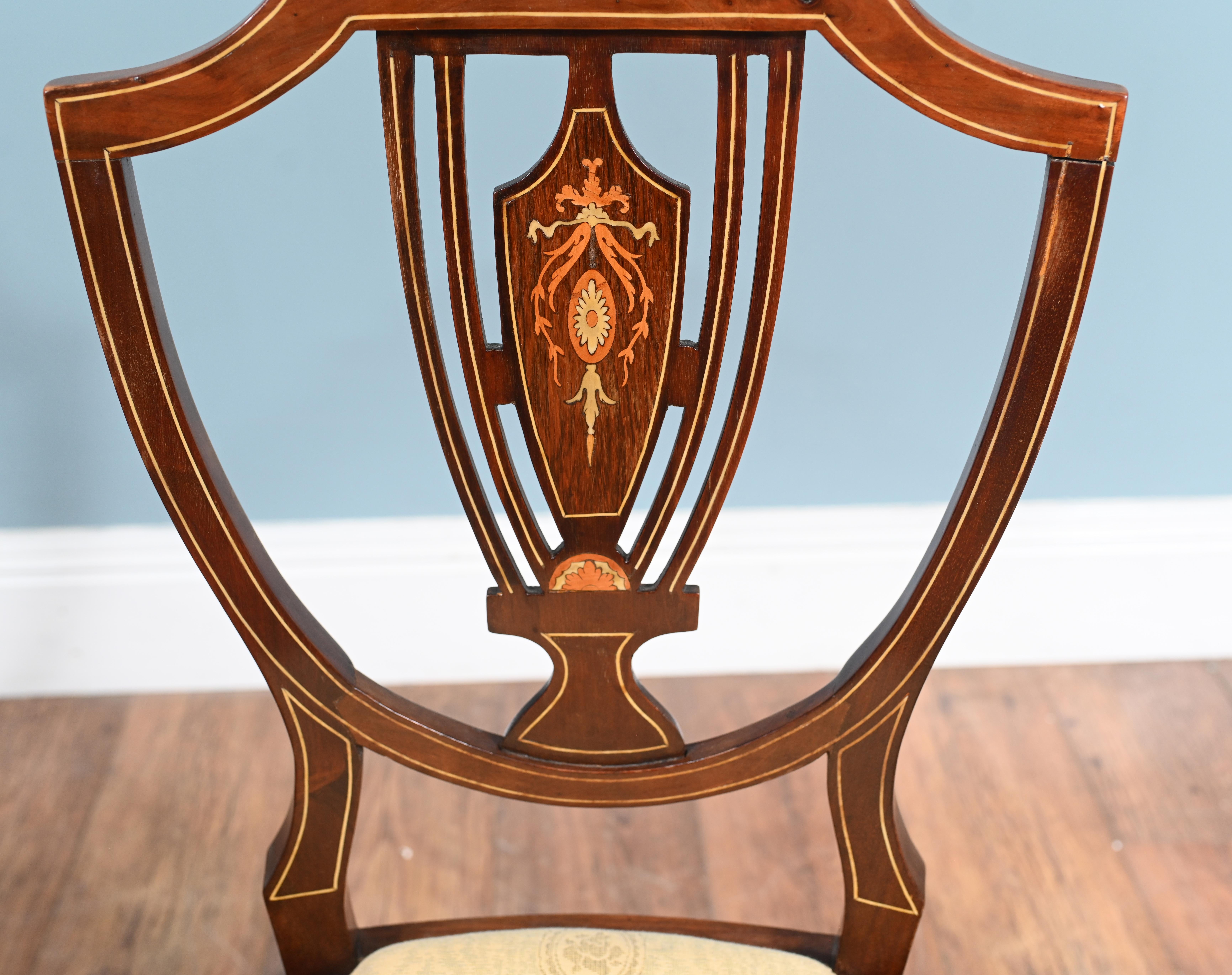 Early 20th Century Edwardian Side Chairs Hepplewhite Shield Back 1910 For Sale