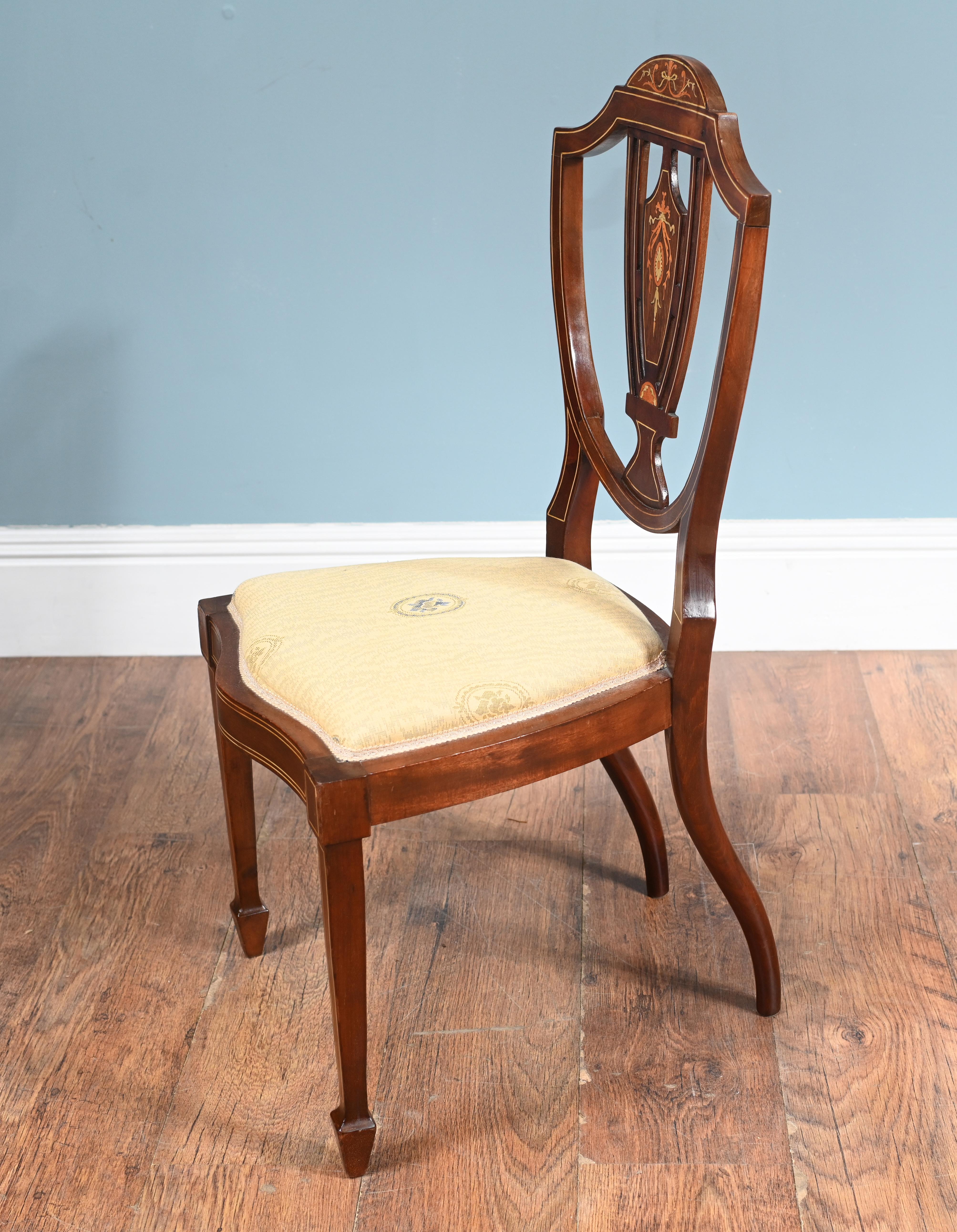Wood Edwardian Side Chairs Hepplewhite Shield Back 1910 For Sale