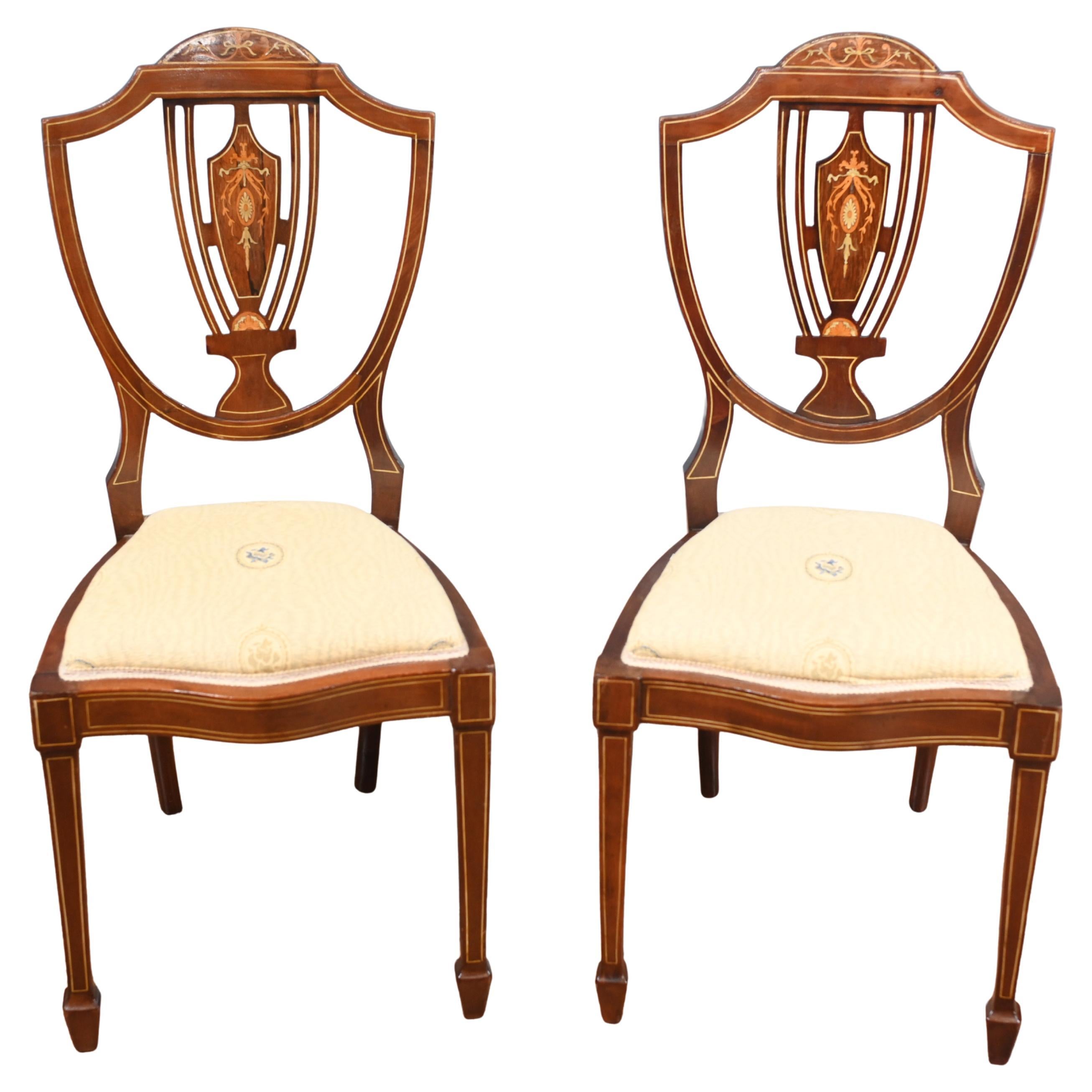 Edwardian Side Chairs Hepplewhite Shield Back 1910 For Sale