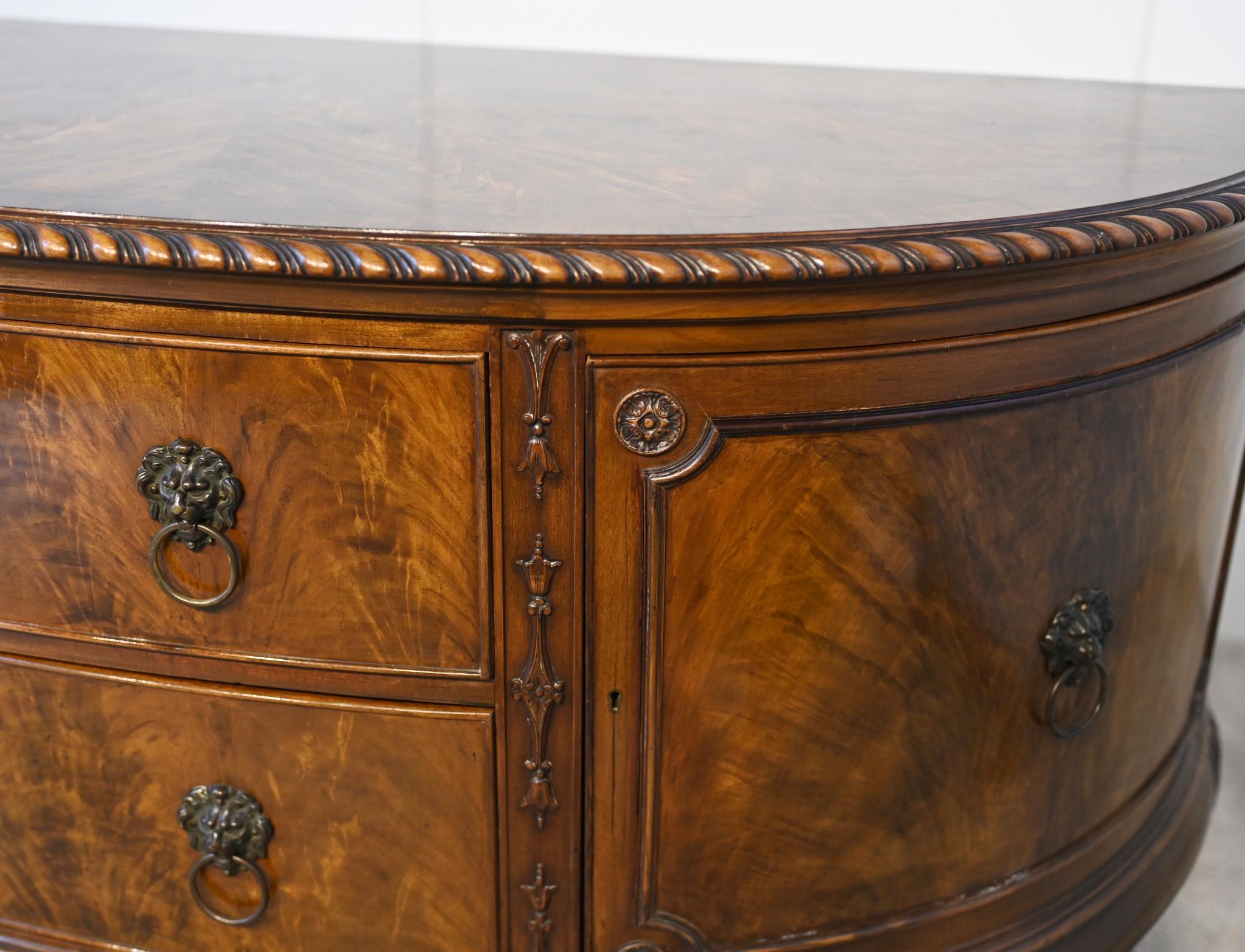 Edwardian Sideboard Buffet Mahogany Bow Front 1900 6