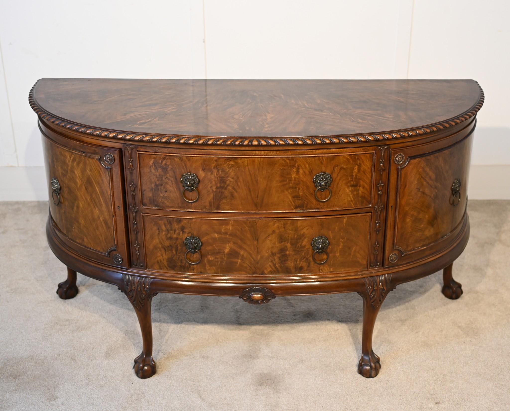 Edwardian Sideboard Buffet Mahogany Bow Front 1900 7