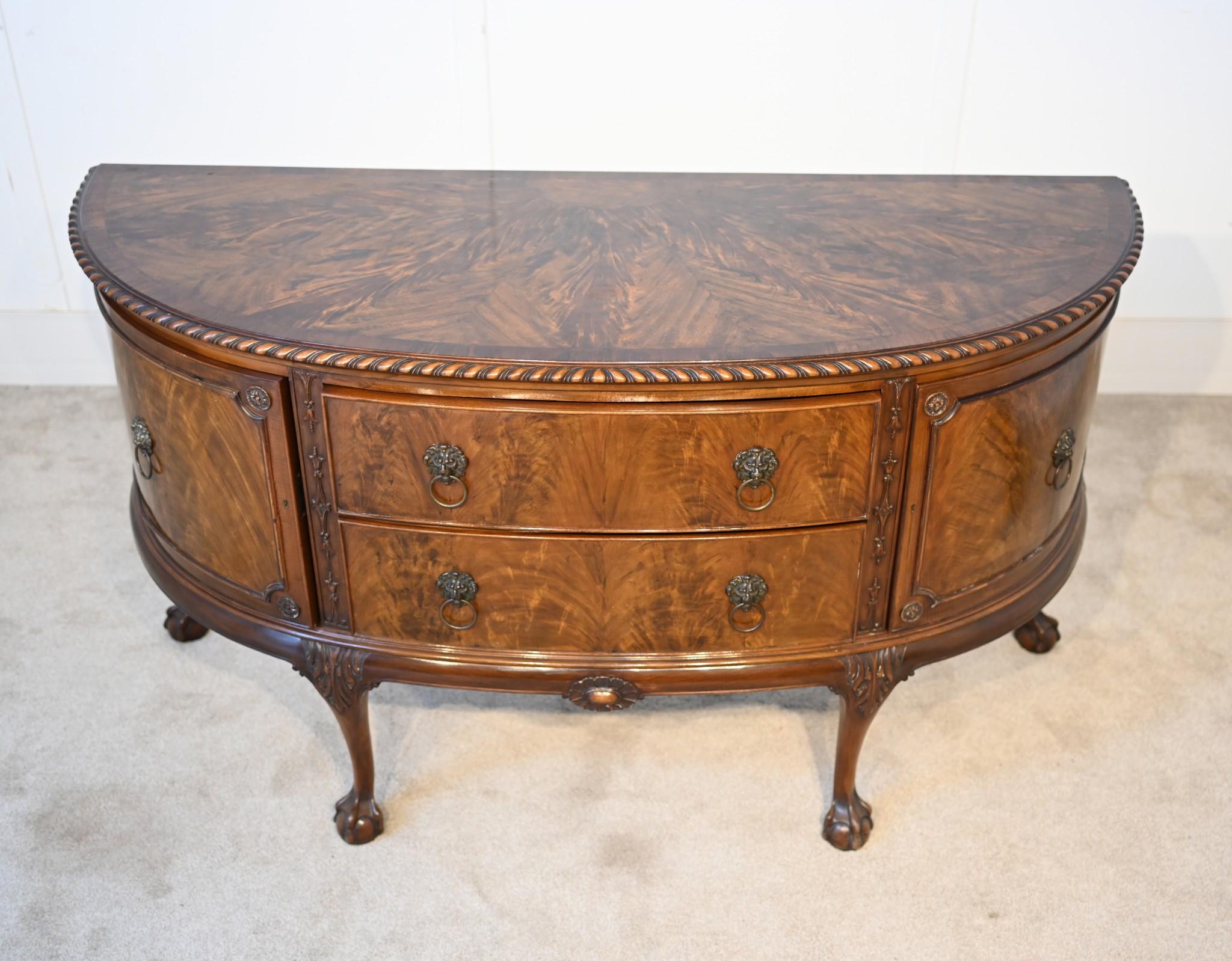 Edwardian Sideboard Buffet Mahogany Bow Front 1900 2