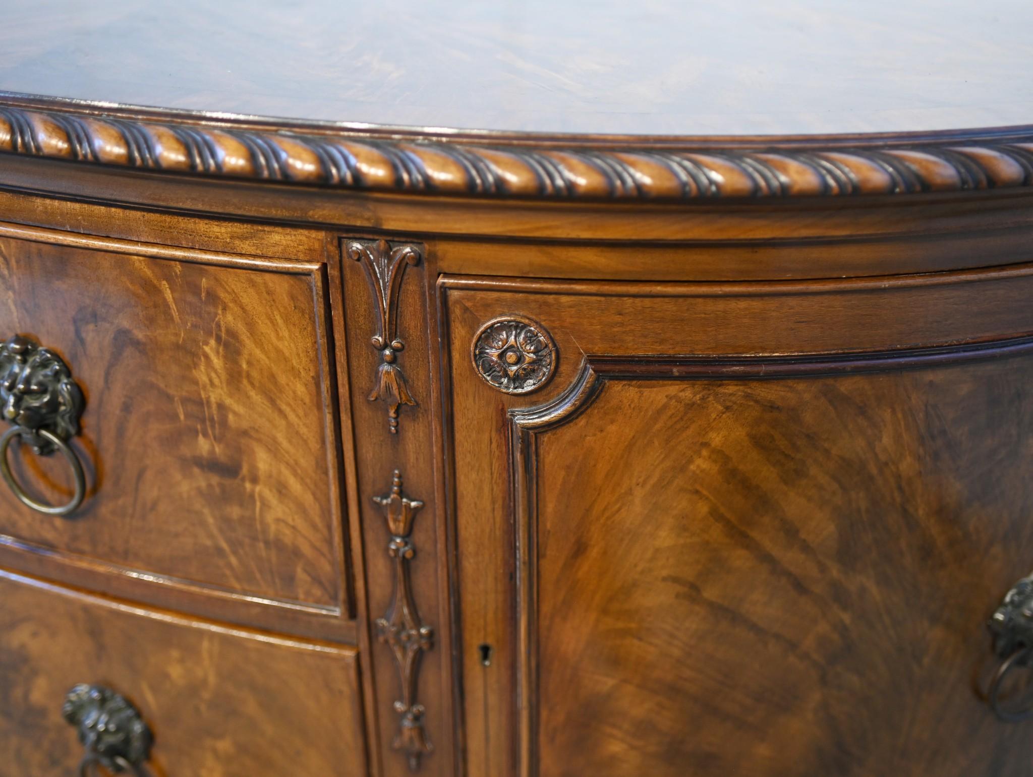 Edwardian Sideboard Buffet Mahogany Bow Front 1900 4