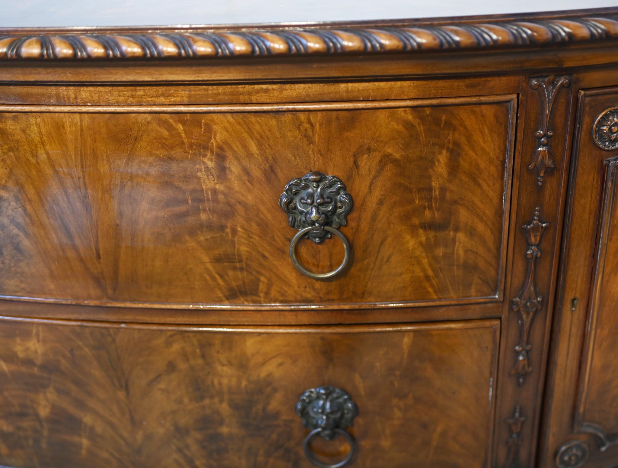 Edwardian Sideboard Buffet Mahogany Bow Front 1900 5