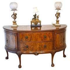 Antique Edwardian Sideboard Buffet Mahogany Bow Front 1900