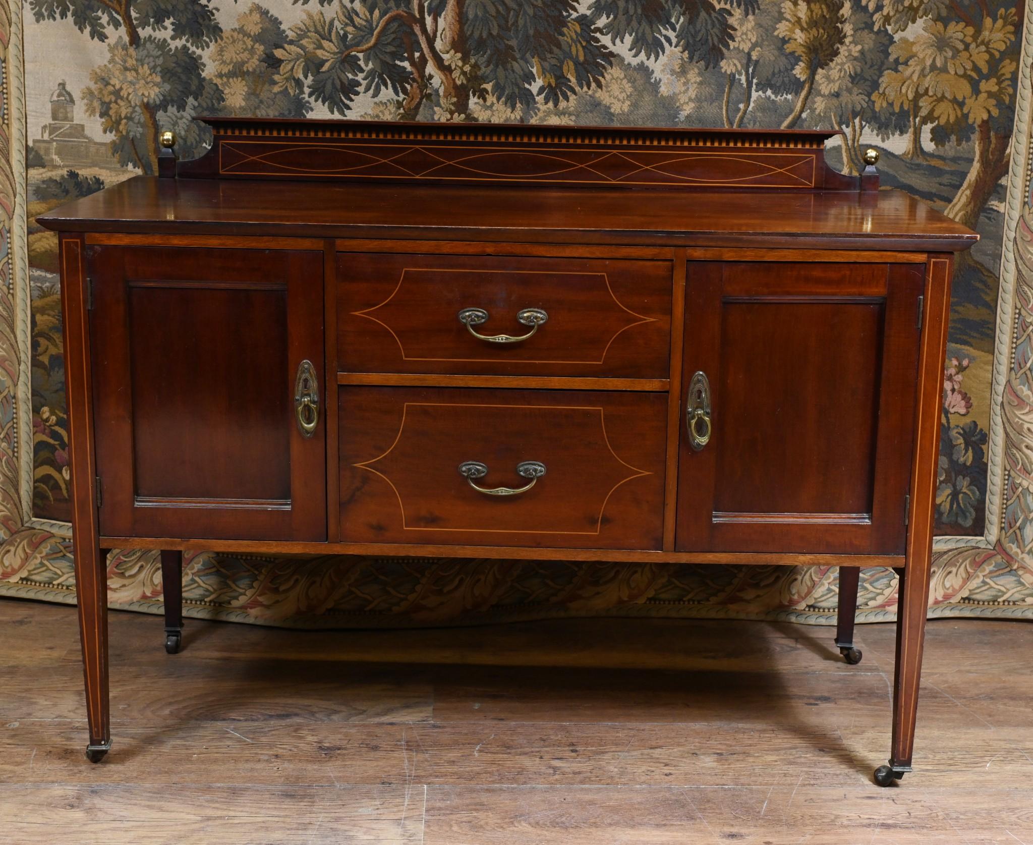 Edwardian Sideboard Mahogany Server Sheraton Inlay 1910 In Good Condition For Sale In Potters Bar, GB