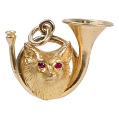 Signierter Weißside & Blank 14k Gold Fuchs- Jagd-Charm für ein Armband, Edwardian