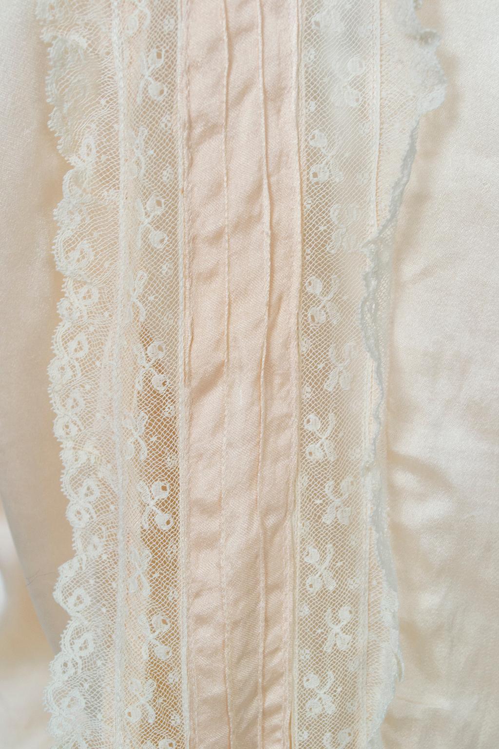 Edwardian Blush Silk Charmeuse and Lace ¾ Bloomer Pantalettes - Medium, 1900s 2