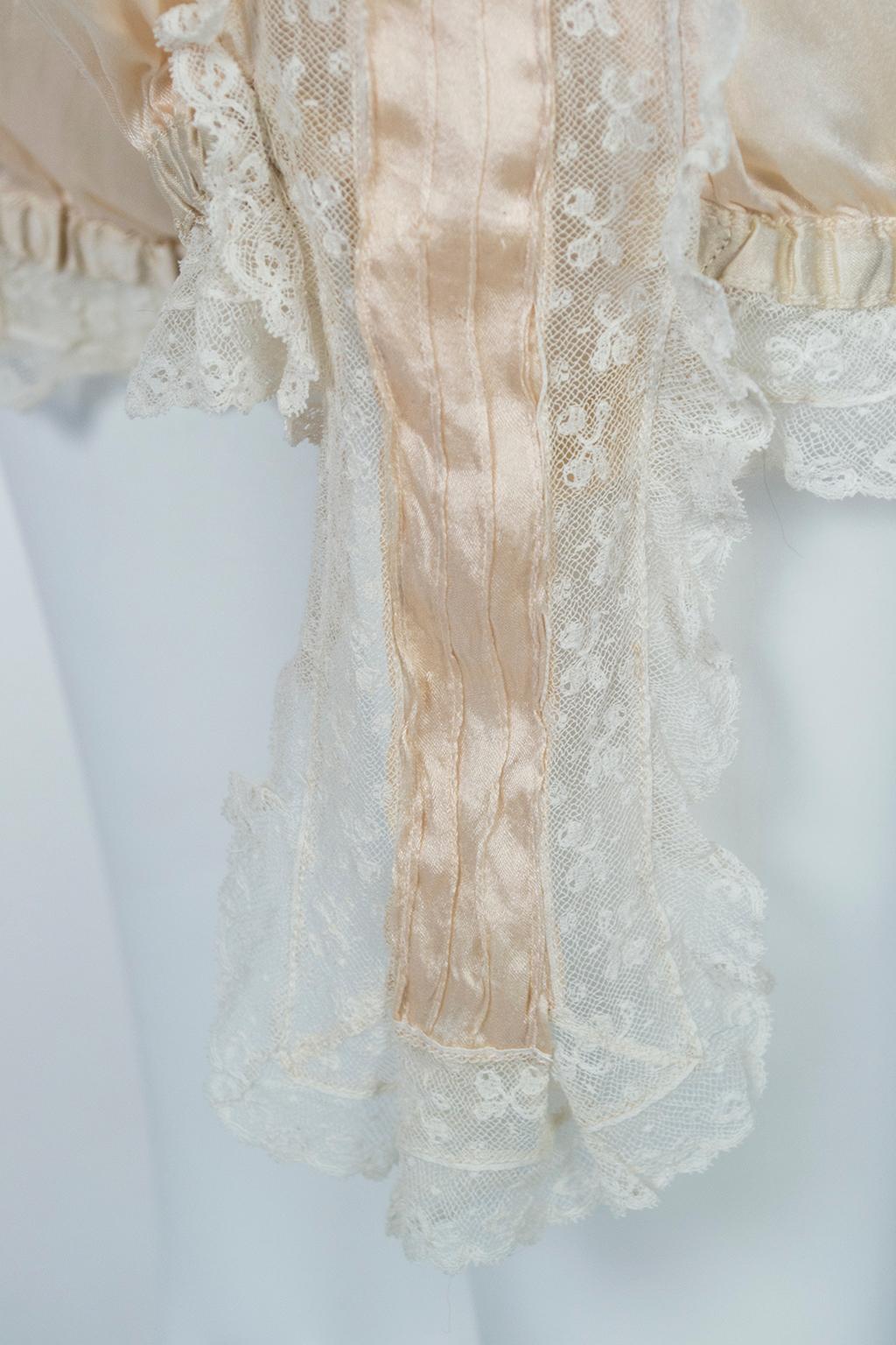Edwardian Blush Silk Charmeuse and Lace ¾ Bloomer Pantalettes - Medium, 1900s 5