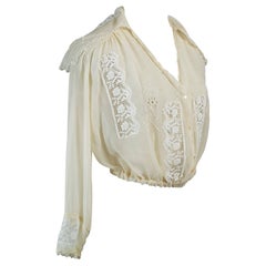 Edwardian Silk Chiffon Sailor Bib Blouse, 1910s