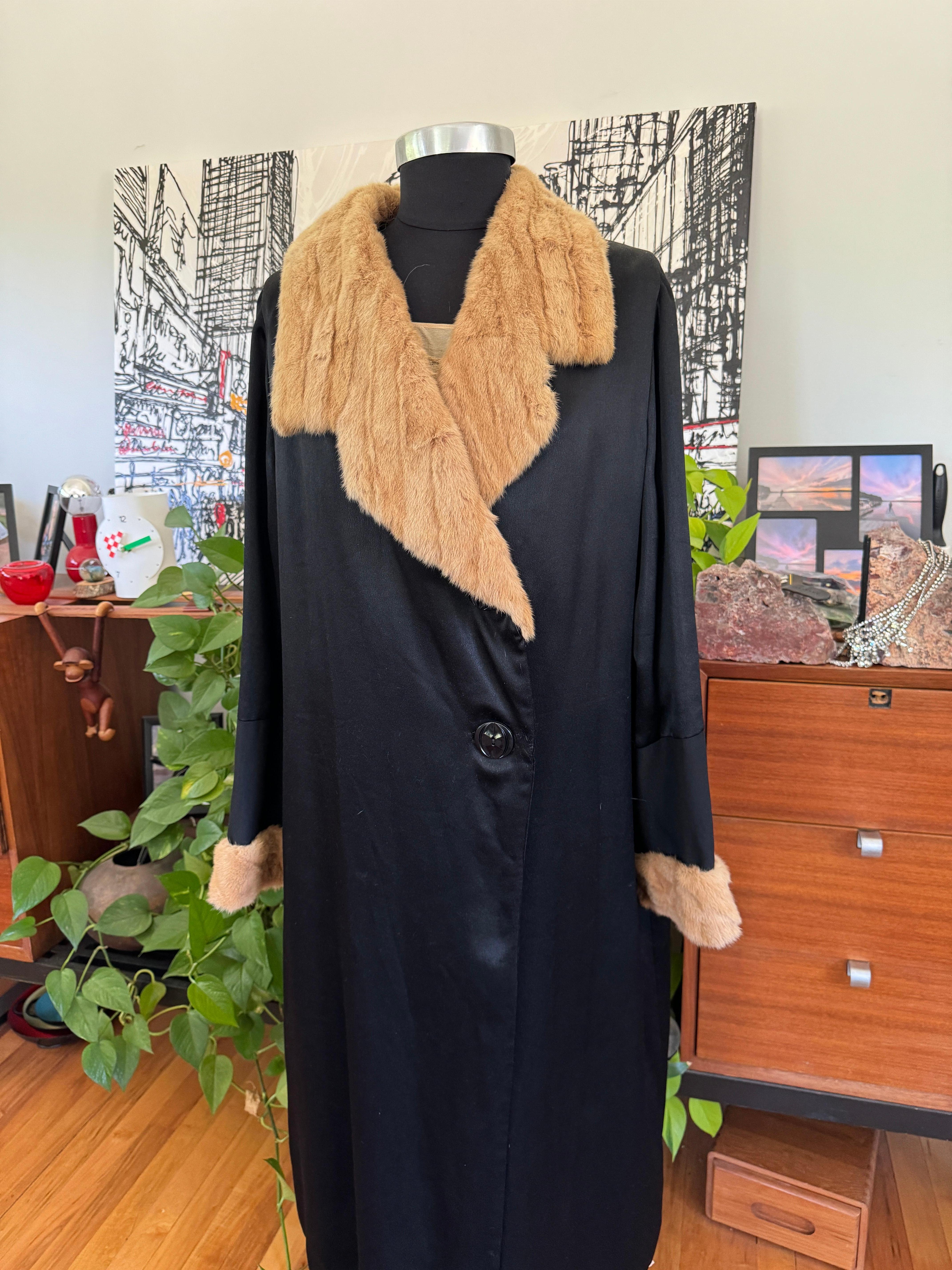 Edwardian Silk Ermine Fur Duster Coat For Sale 1