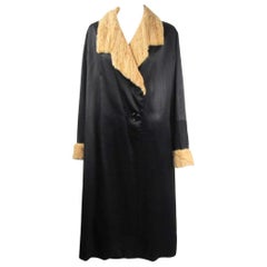 Edwardian Silk Ermine Fur Duster Coat