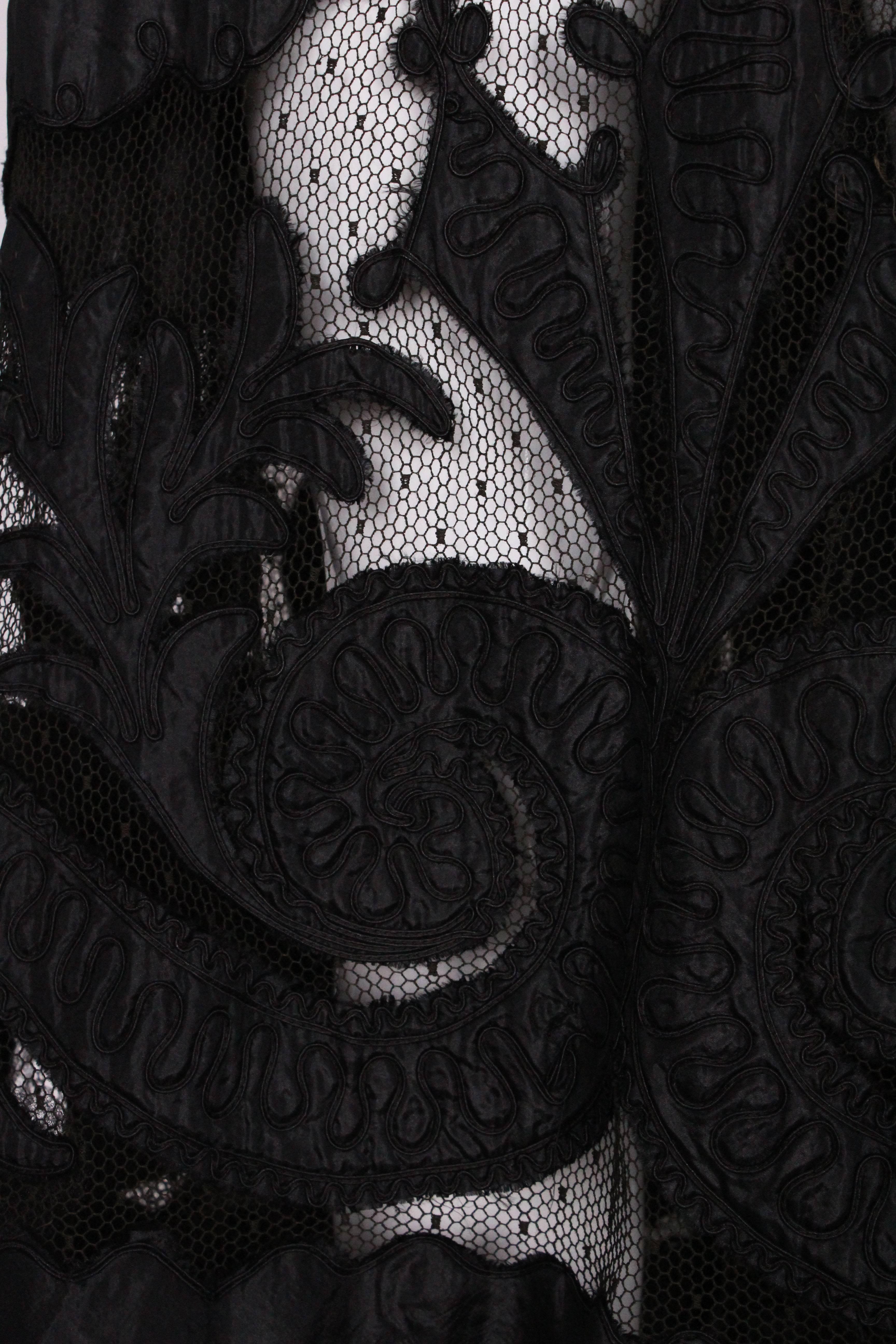 Edwardian Silk & Net Embroidered Black Skirt 6