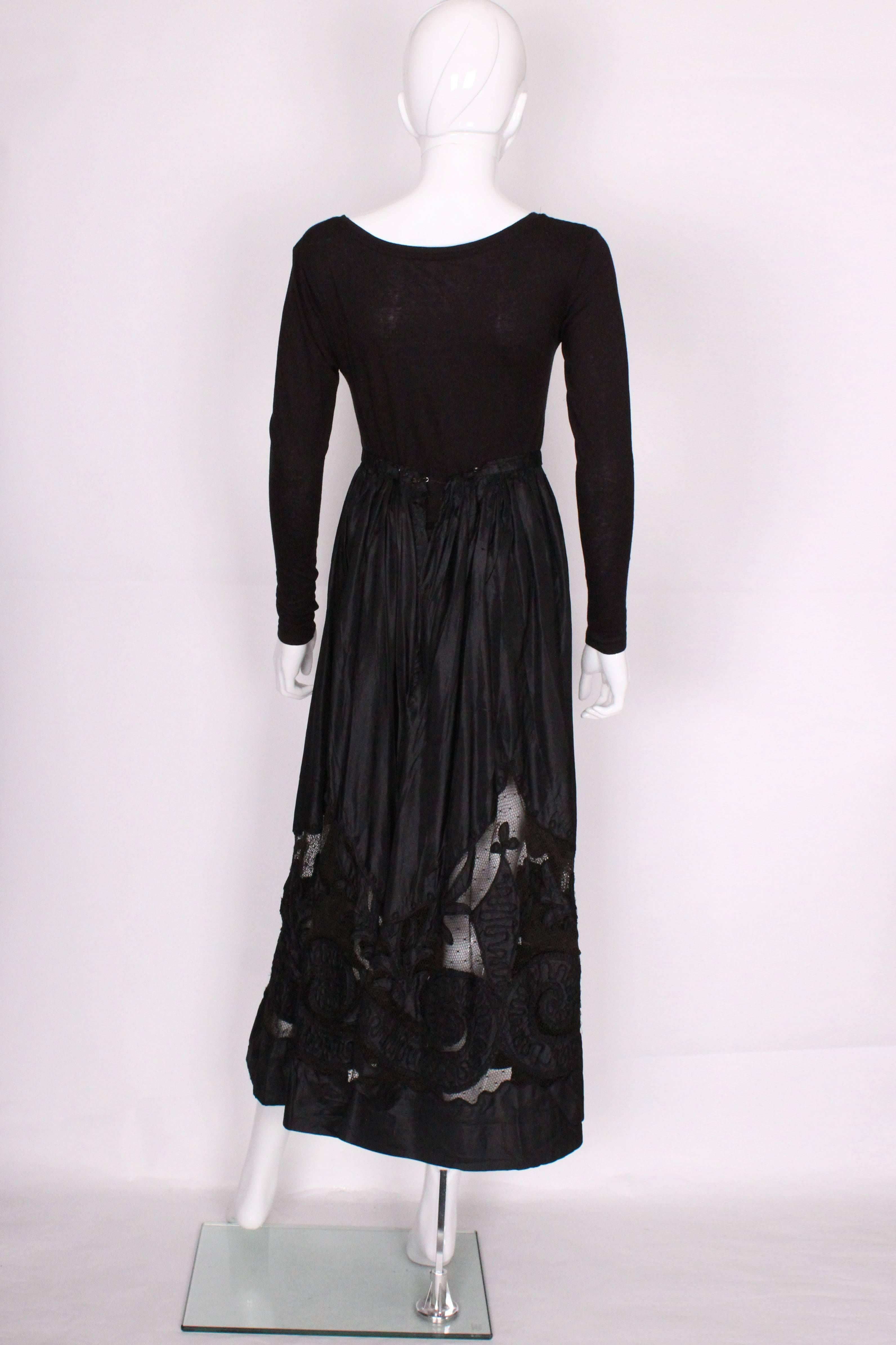 Edwardian Silk & Net Embroidered Black Skirt 1