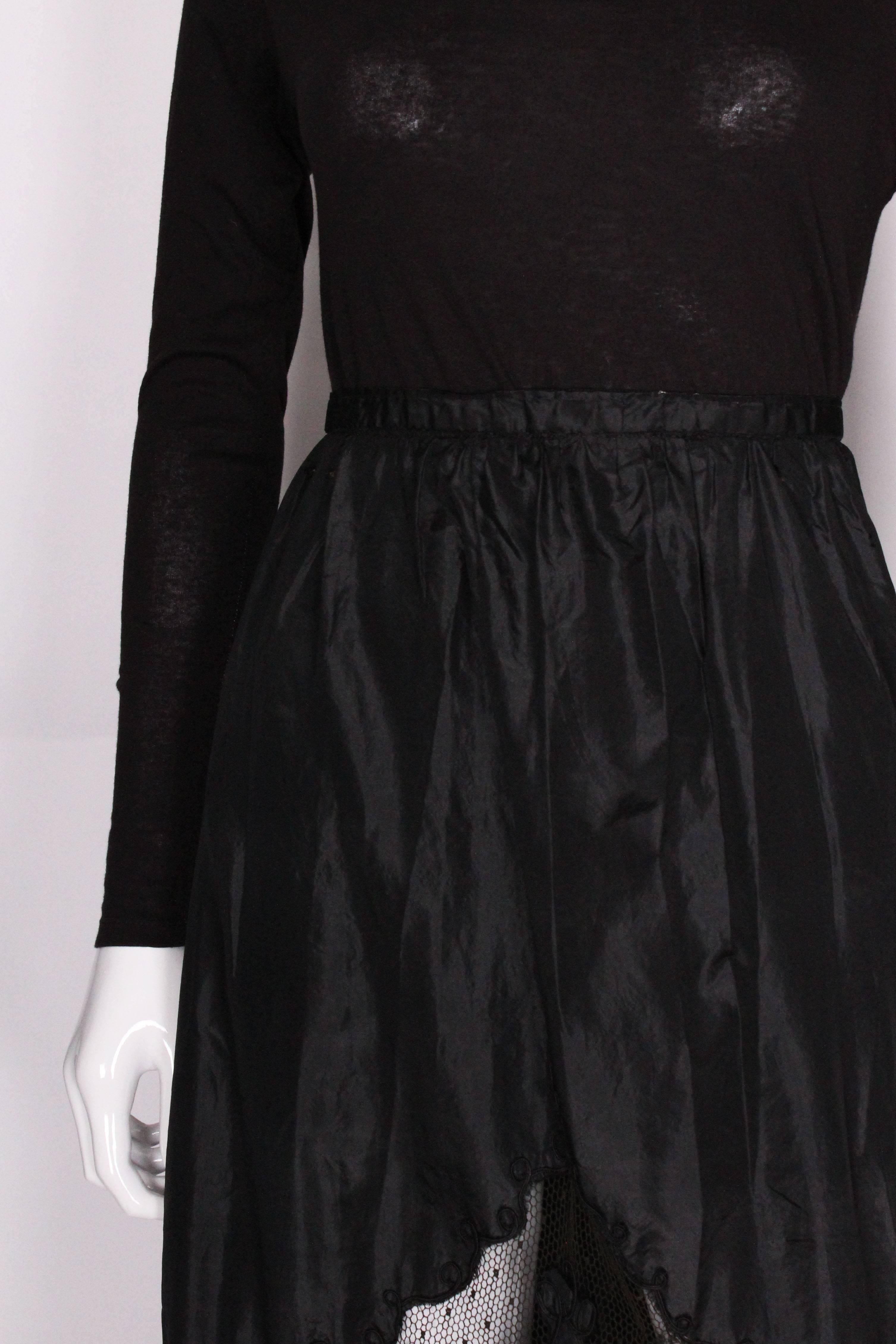 Edwardian Silk & Net Embroidered Black Skirt 2