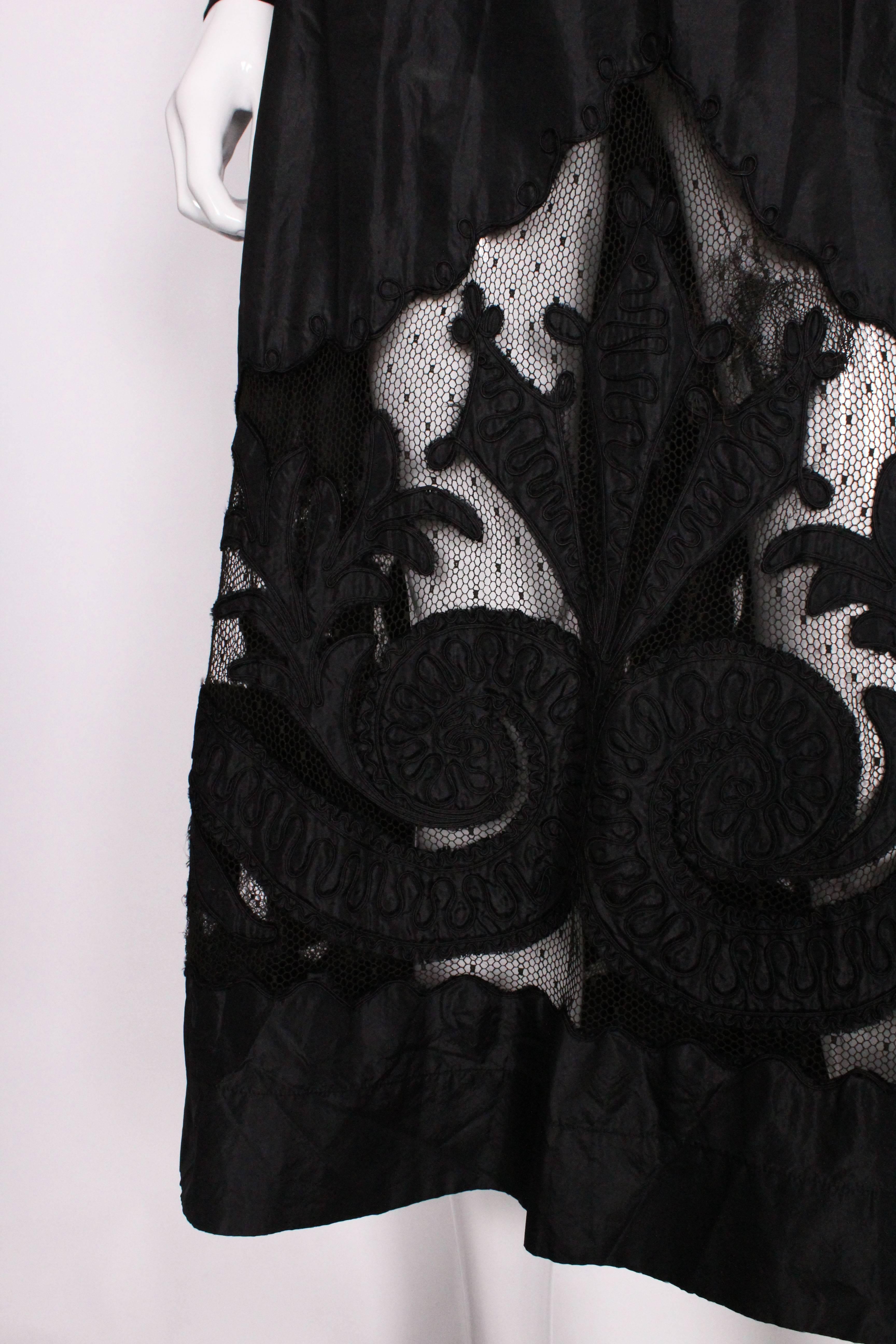 Edwardian Silk & Net Embroidered Black Skirt 4