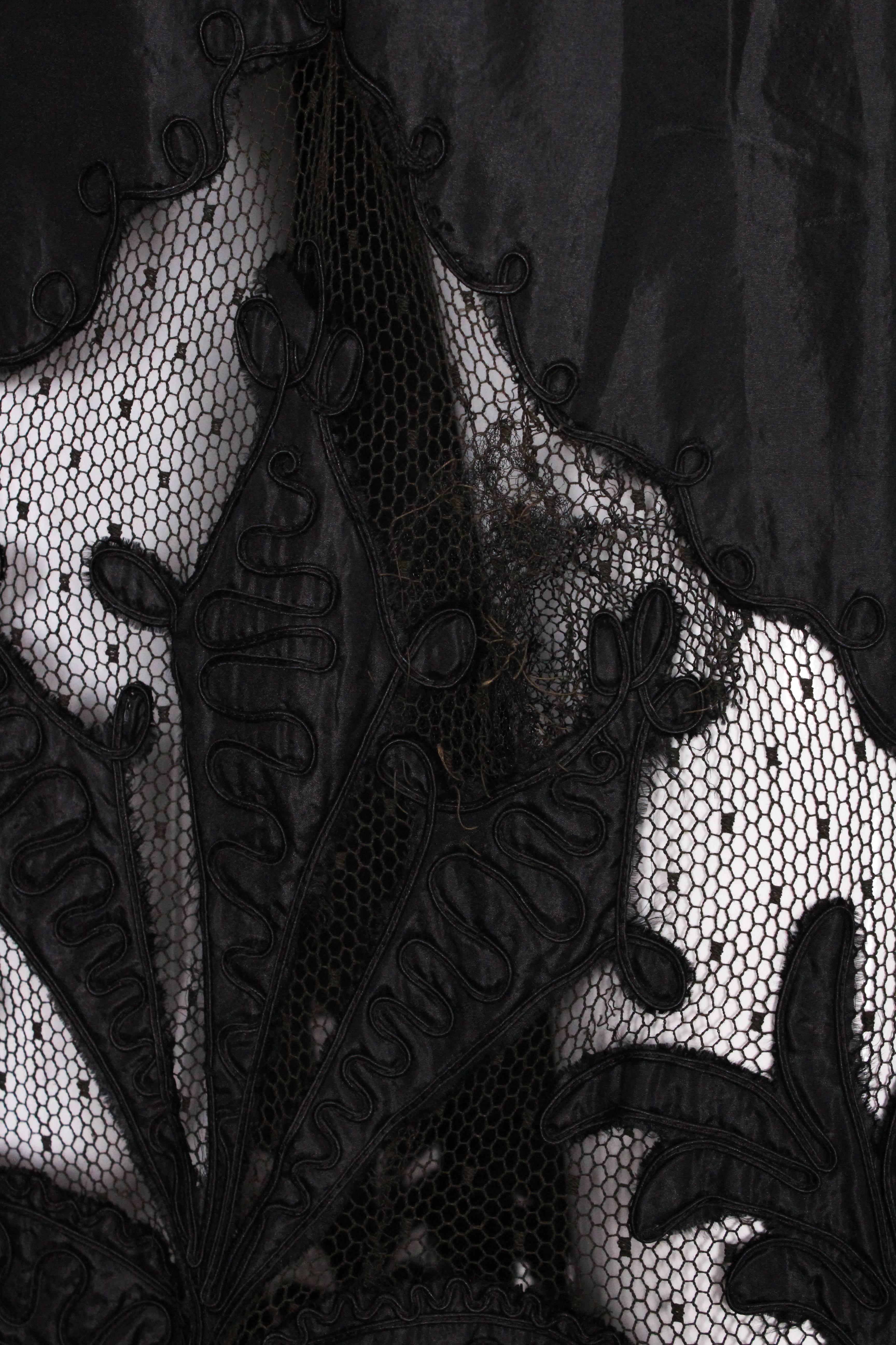 Edwardian Silk & Net Embroidered Black Skirt 5