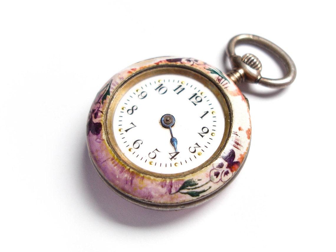 Edwardian Silver and Enamel Fob Watch for Repair In Fair Condition For Sale In Lincolnshire, GB