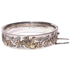 Edwardian Silver and Gold Bird Bangle